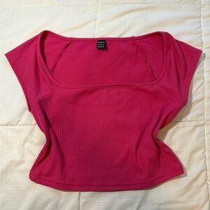 SHEIN Women's Hot Pink Ribbed Crop Top